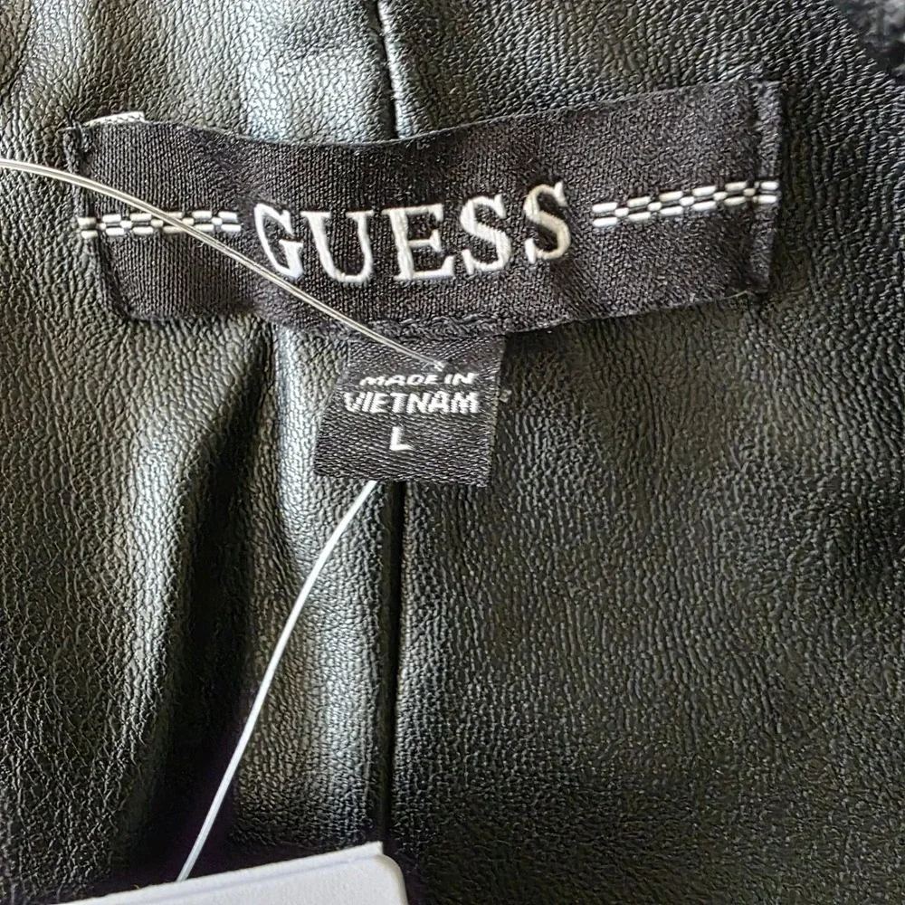 GUESS Corset Faux-Leather Leggings Black Size Large